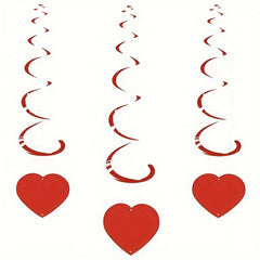 6 Pcs Red Heart Swirls for Anniversaries and Parties