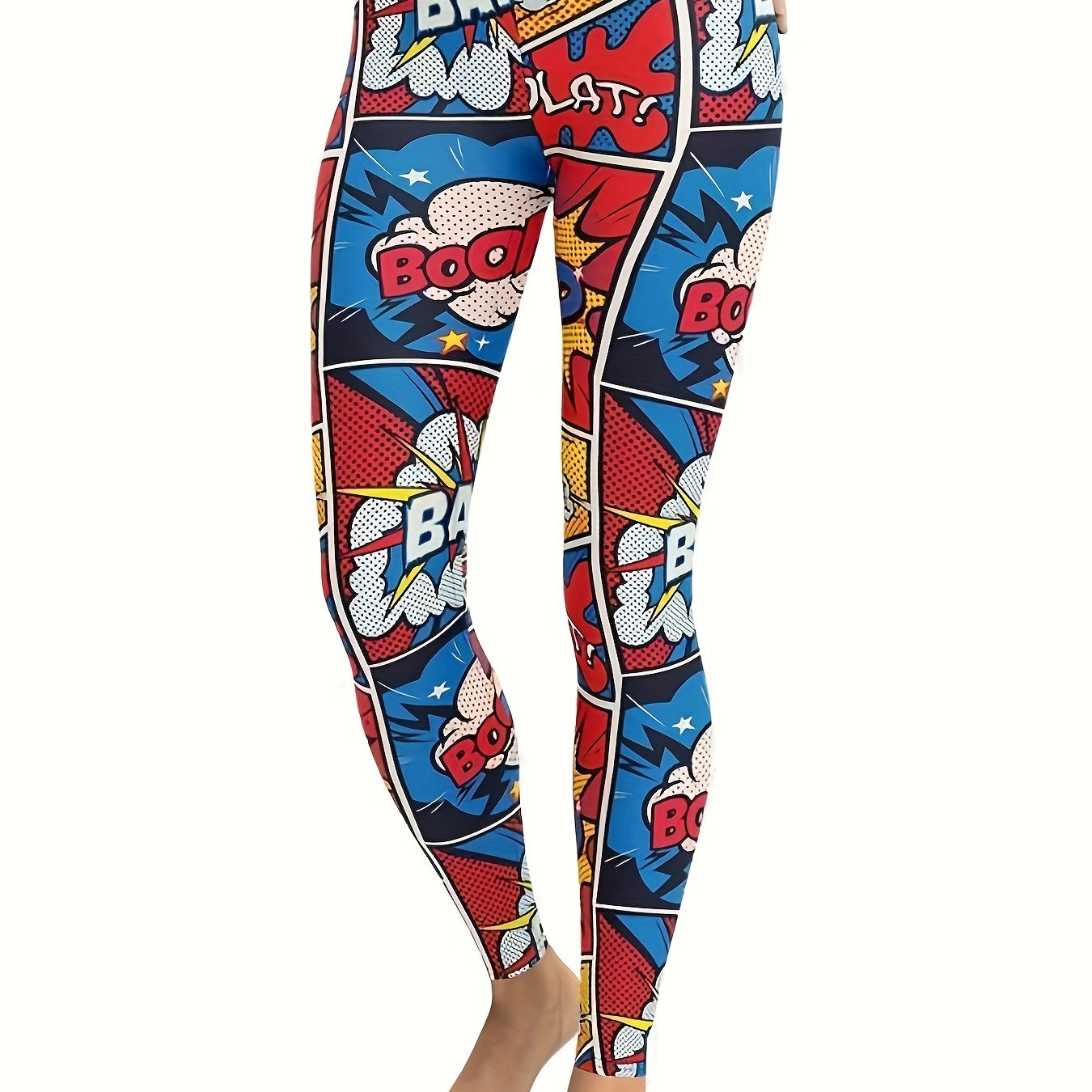  Colorblock Letter Print Fitness Leggings