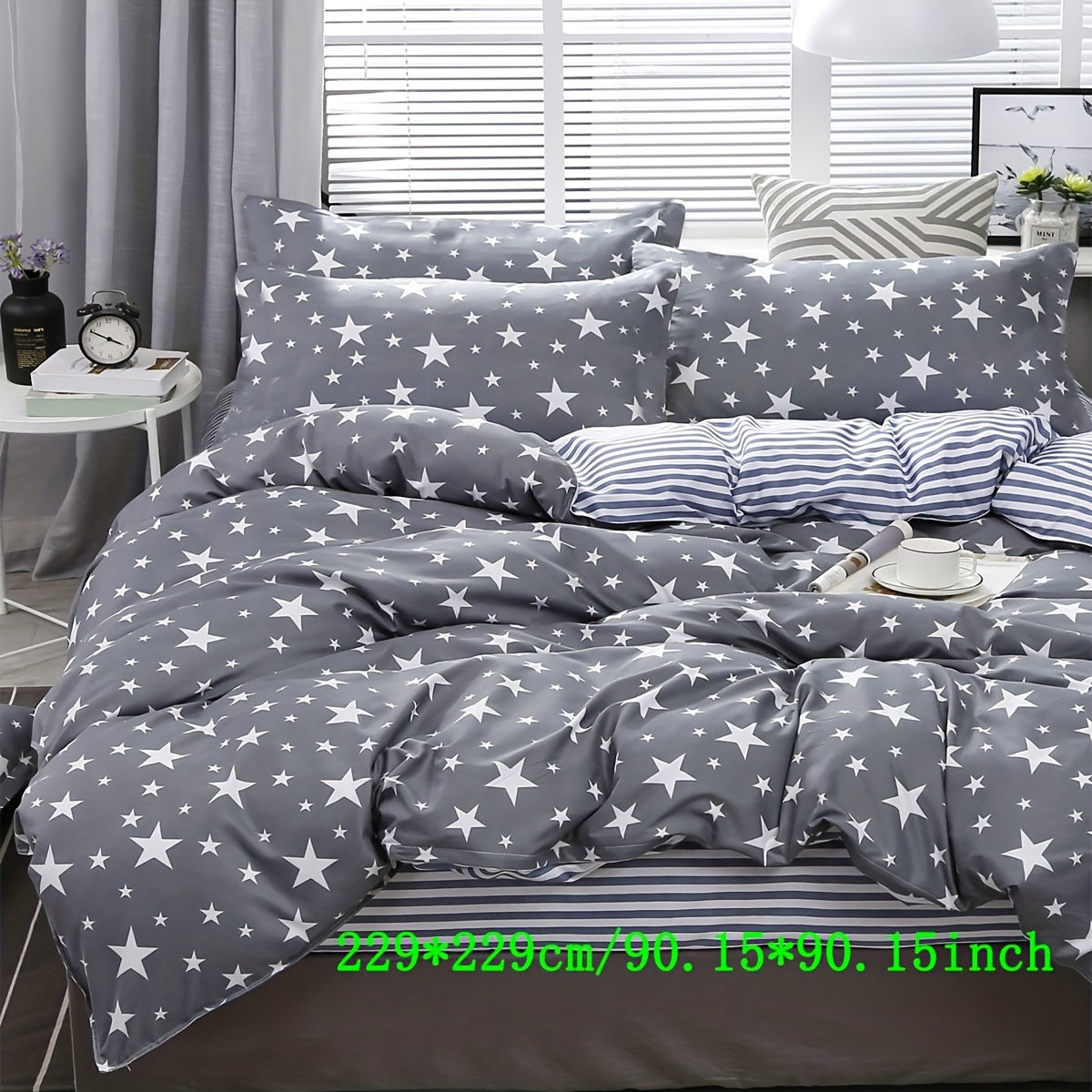 3pcs Star Print Duvet Cover Set Soft Microfiber Bedding 2 Pillowcase