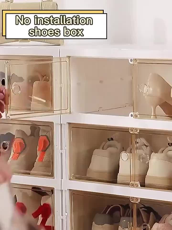 1pc Folding Shoe Rack Plastic Shoes Storage Box Space Saving Organizer