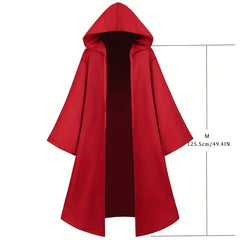 Long Hooded Cape Deep Red Costume cloak Gothic Anime Wizards