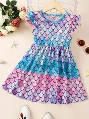 Summer Ruffle Short Sleeve Floral Tropical Dress Toddler Girls