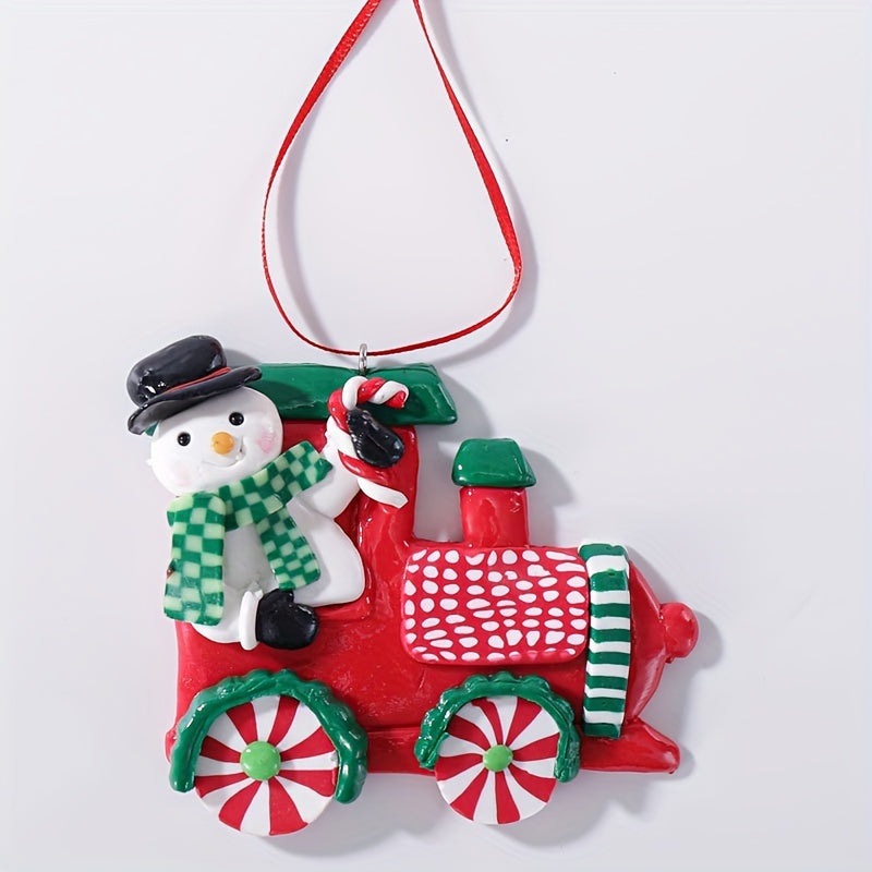Small Car Christmas Soft Pottery Mud Scene Arrangement Pendant