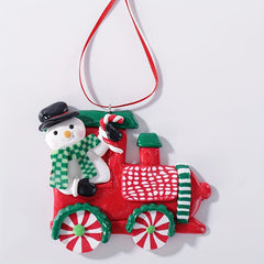 Small Car Christmas Soft Pottery Mud Scene Arrangement Pendant
