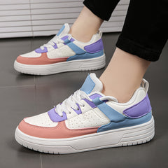 Women's Block Faux Leather Chunky Skate Shoes For Outdoor Sports