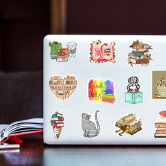 50pcs Unique Book Reading Stickers for Laptops Cars Water Bottles