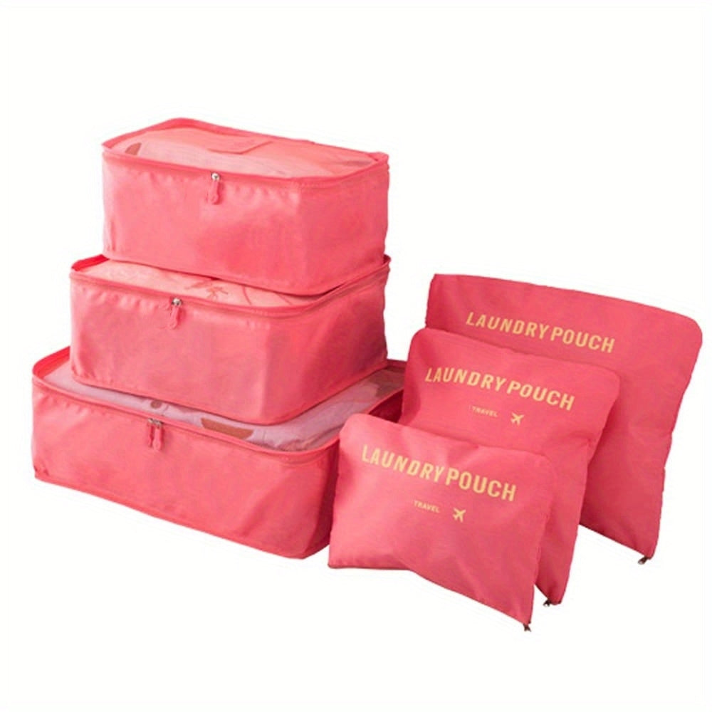 6pcs Travel Storage Bag Set Clothing & Lingerie Laundry Organizer