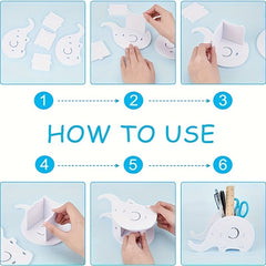 Elephant Shape Pen Holder With Phone Stand Makeup Brush Stationery Storage Rack