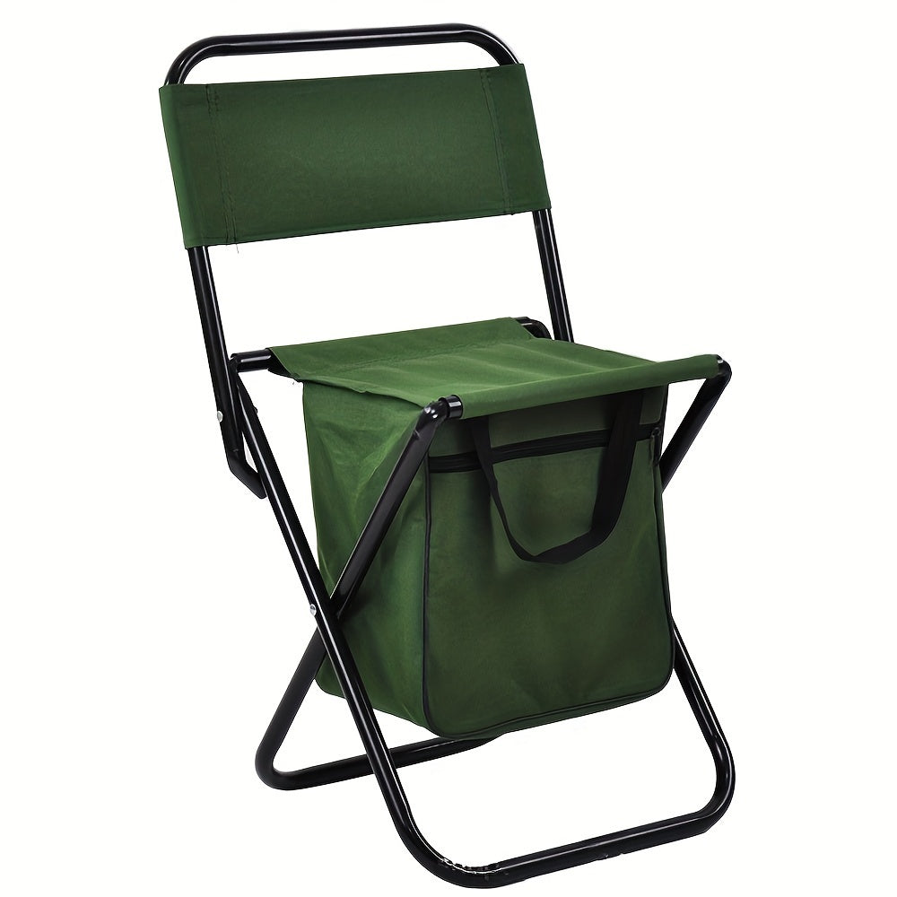 Foldable Fishing Chair With Cooler Bag Portable Backrest Stool