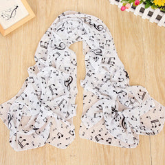 Music Note Chiffon Scarf Solid Gauze Shawl Women