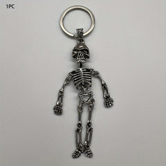 Silver Skeleton Keychain Bag Pendant For Men