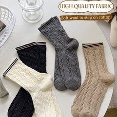 4 Pairs Women's Twist Crew Socks