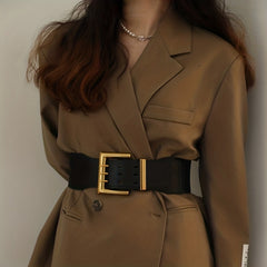 Vintage PU Leather Wide Belt For Women