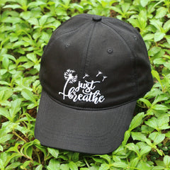 Just Breathe Embroidered Casual Baseball Cap Soft Outdoors Hat