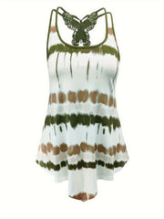 Women's Plus Tie Dye Striped Tank Top & Ruched Pants Outfits Set
