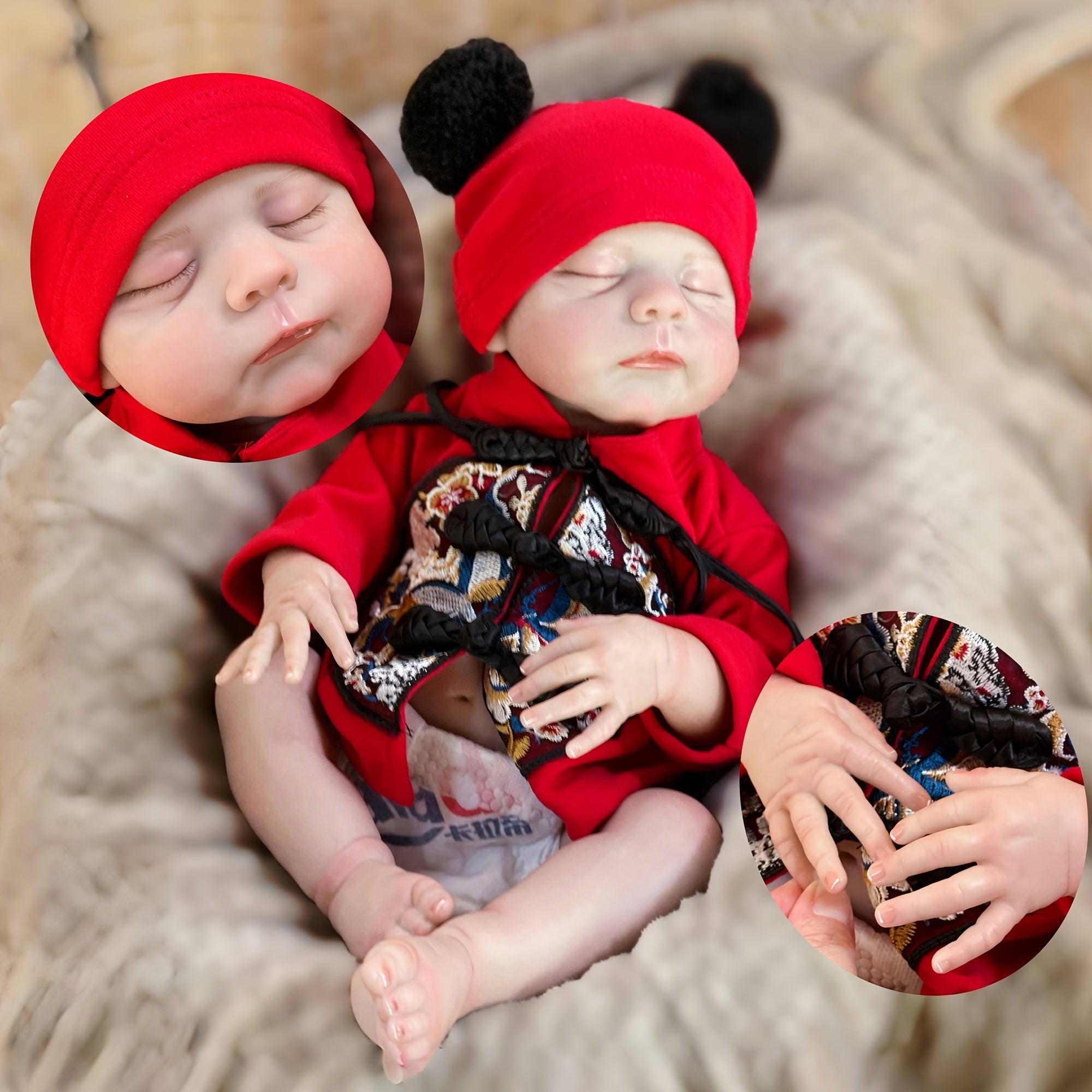 Sleeping Baby Reborn Doll Hand Painted Soft Vinyl Whole Body Bathable Mixed