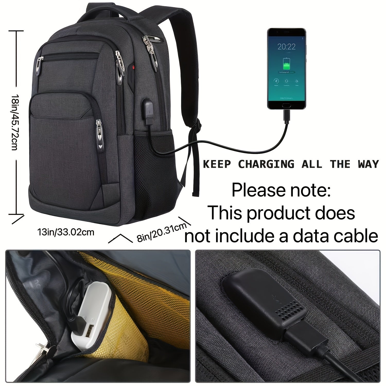 Slim Waterproof Laptop Backpack for 15.6 inch Laptops
