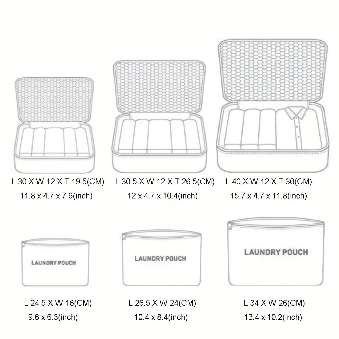 6pcs Travel Storage Bag Set Clothing & Lingerie Laundry Organizer