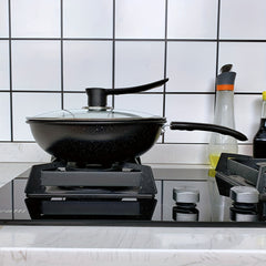 1pc Cast Iron Wok With Lid 27 for Traditional Cooking