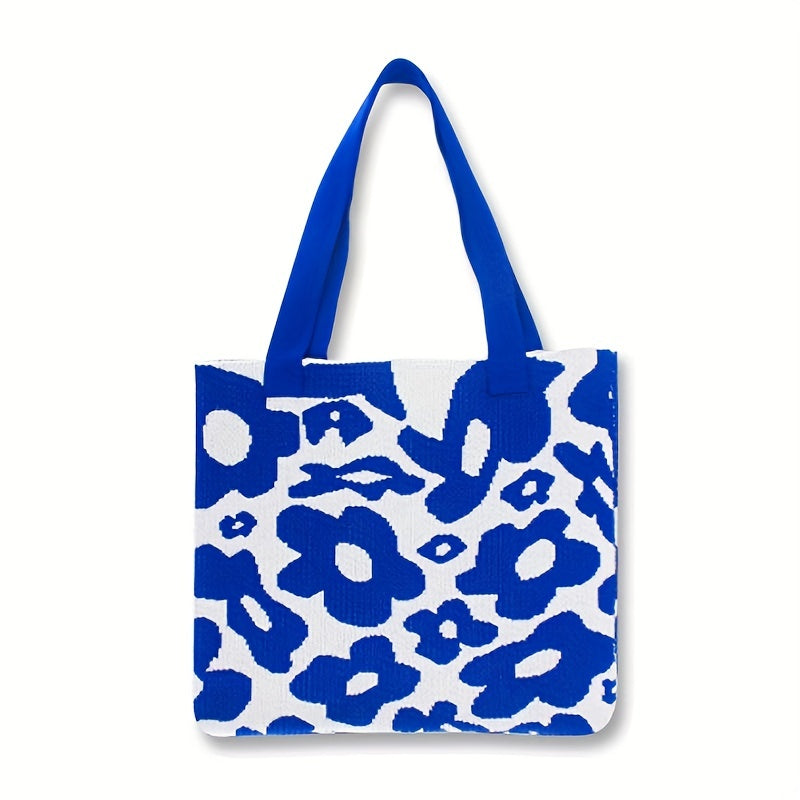 Flower Pattern Tote Bag Durable Lightweight Shoulder Bag