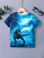 Boys' Dino & Lightning Graphic Tee Summer Outdoor Fun