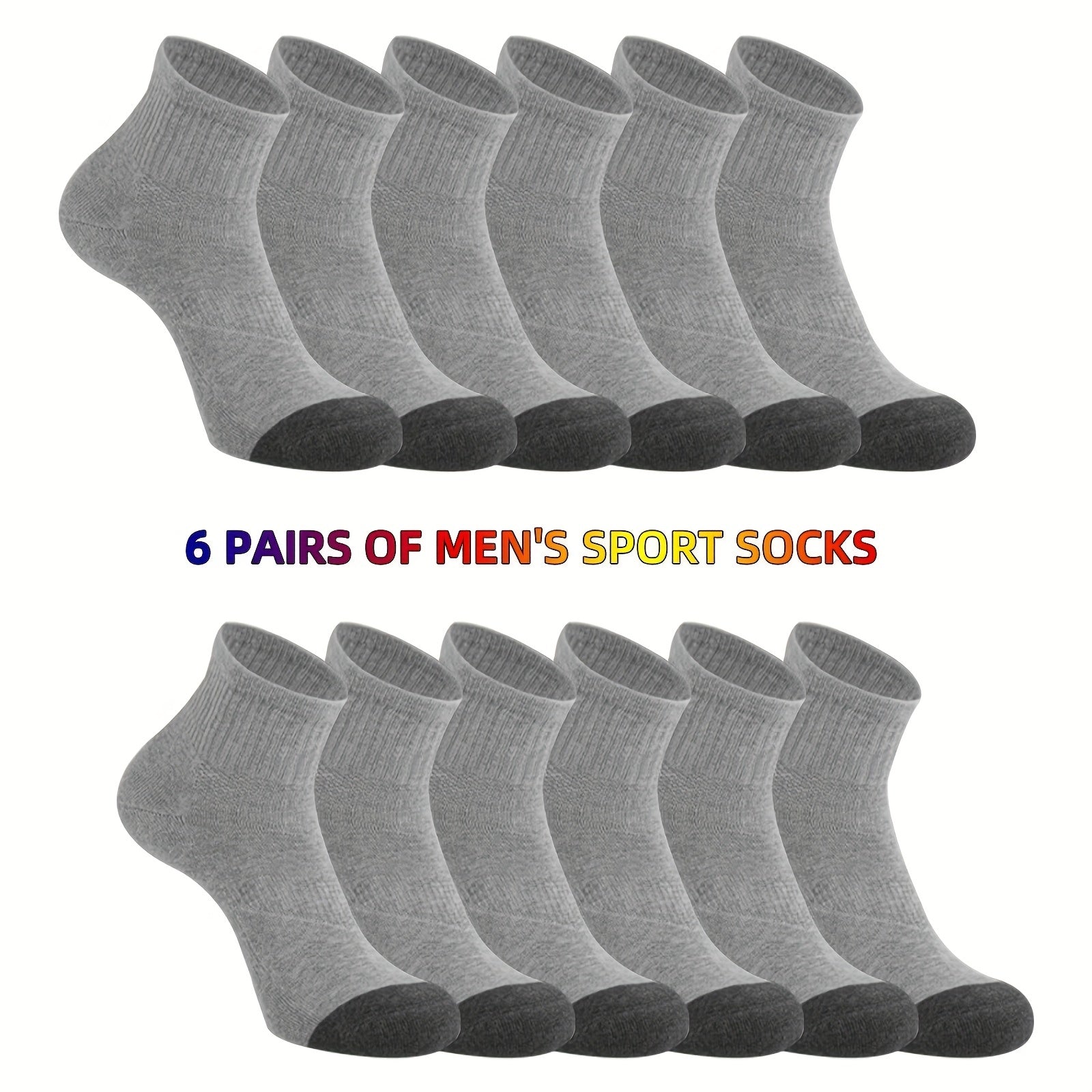 6 Pairs Men's 100 Cotton Thick Sports Socks