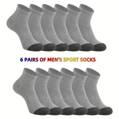 6 Pairs Men's 100 Cotton Thick Sports Socks
