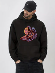 Anime Astronaut DJ Print Hoodie - Men's Graphic Pullover Hoodie