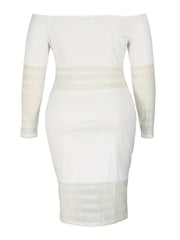  Off Shoulder Long Sleeve Bodycon Dress