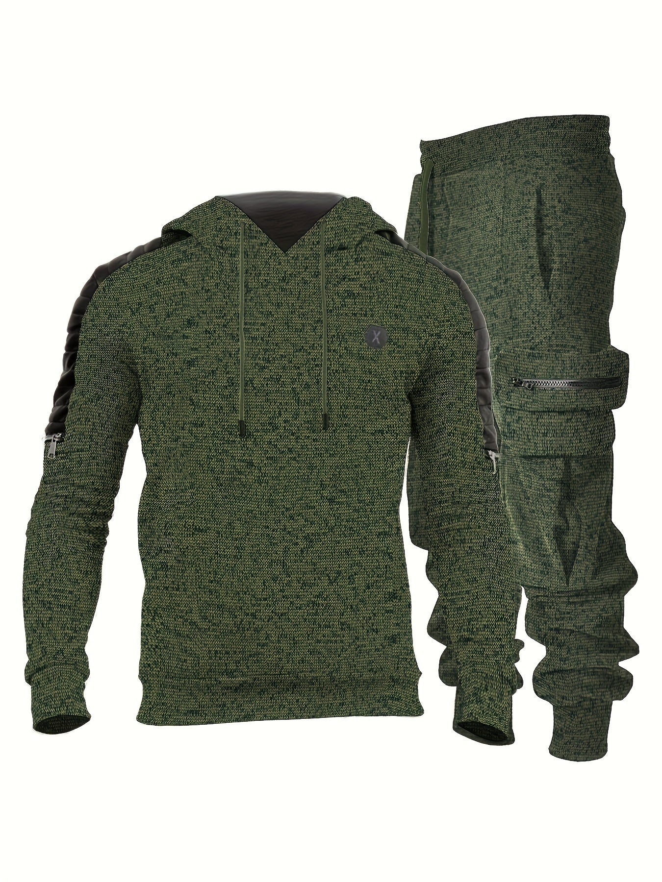Men's Mid Stretch Hoodie & Cargo Pants Set for Outdoor Activities