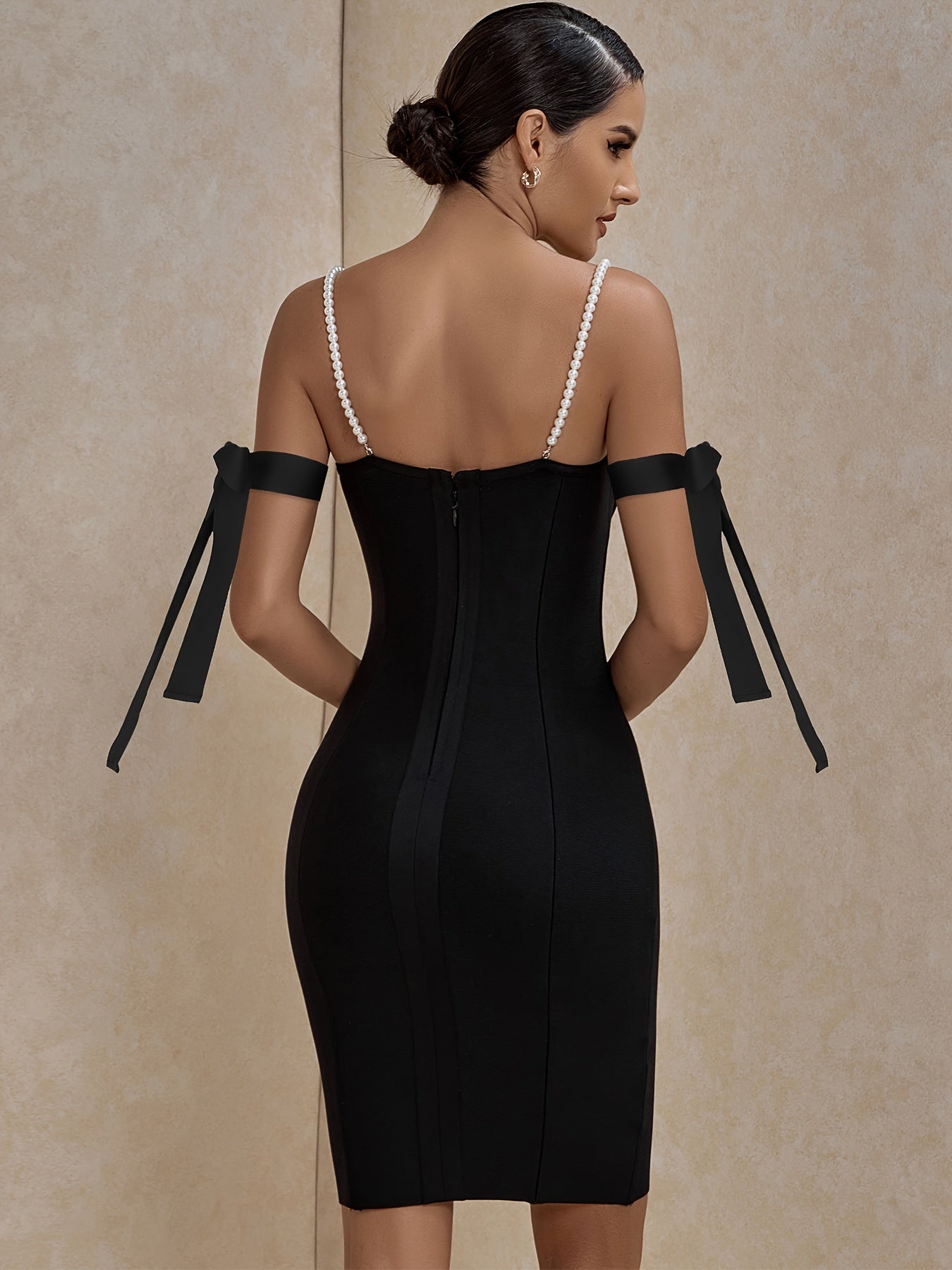 Beaded Strap Bodycon Mini Dress Womens Clothing