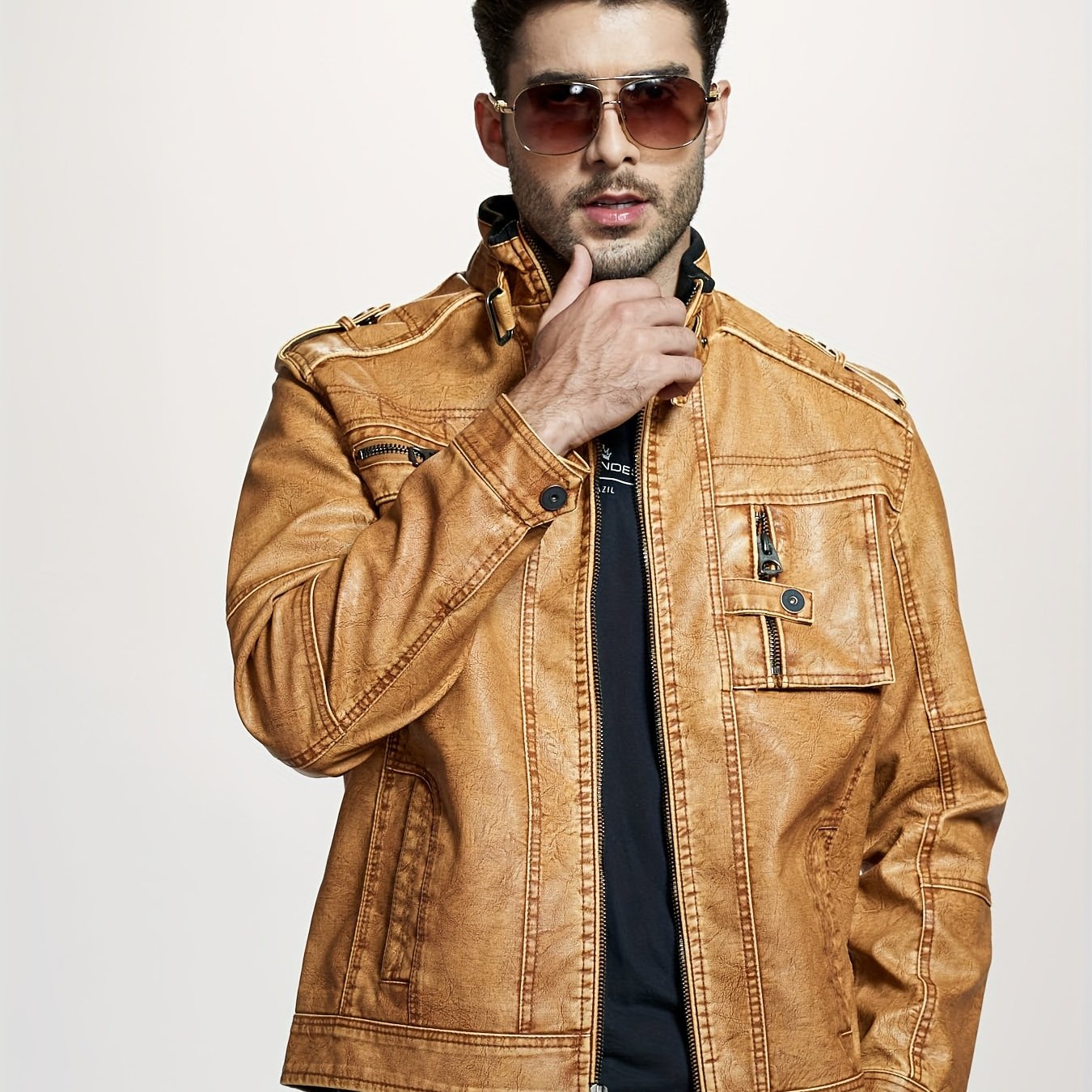 Men's Casual Vintage Style PU Leather Jacket