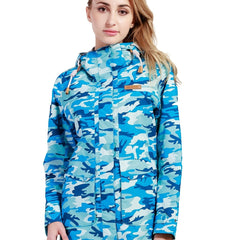 Women's Camo Print Ski Hooded Jacket Waterproof Snow Coat