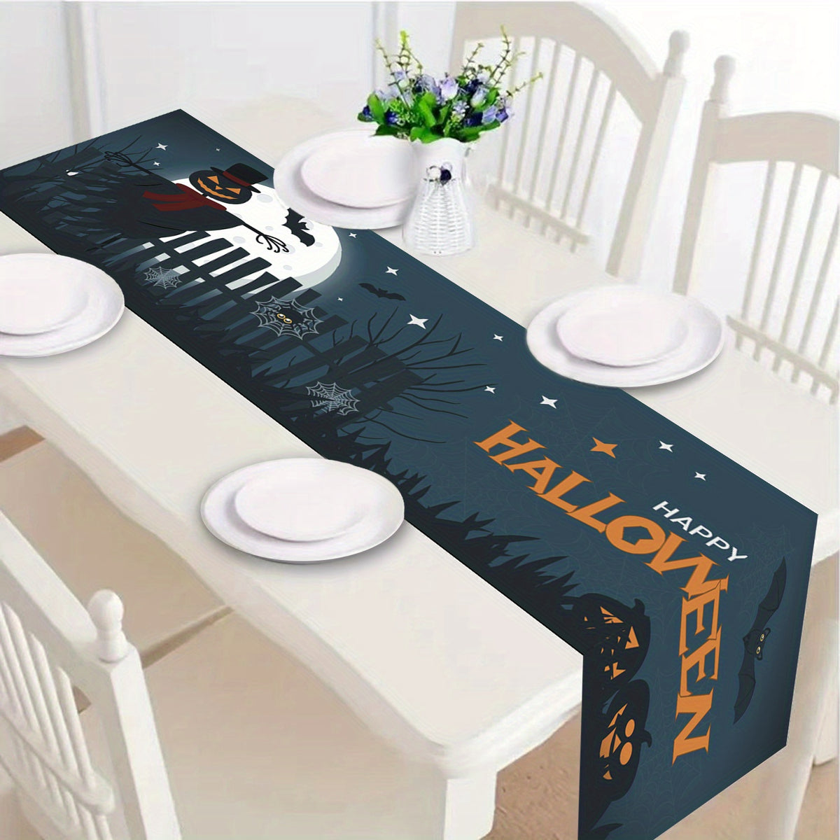 Polyester Halloween Pumpkin Horror Castle Table Runner