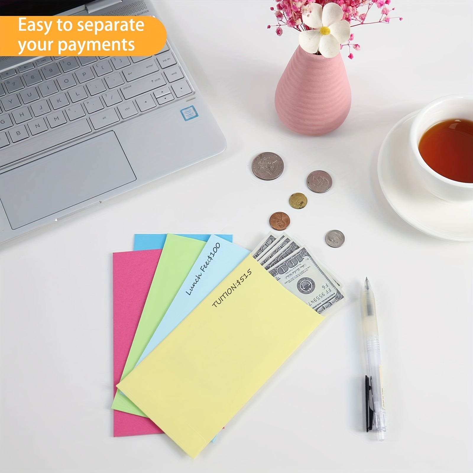 Pack Of 100 Colored Envelopes Self-seal Glossy Bridal Shower