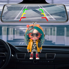 Cute Cartoon Doll Car Mirror Pendant Keychain Christmas Decor