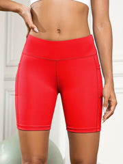 Women's Cycling Shorts Red Moisture Wicking Fabric