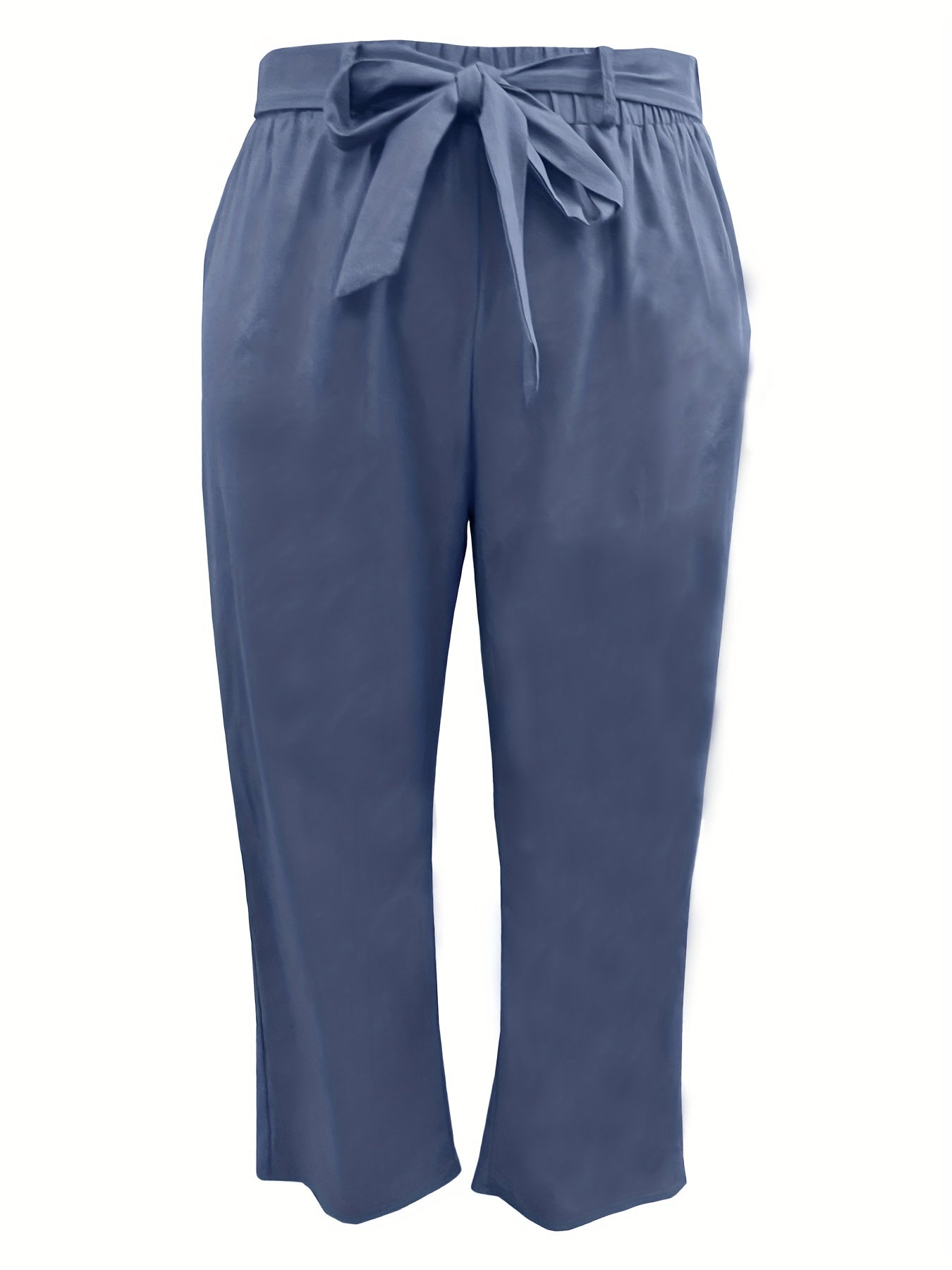Women's Plus Solid Straight Leg Pants With Belt