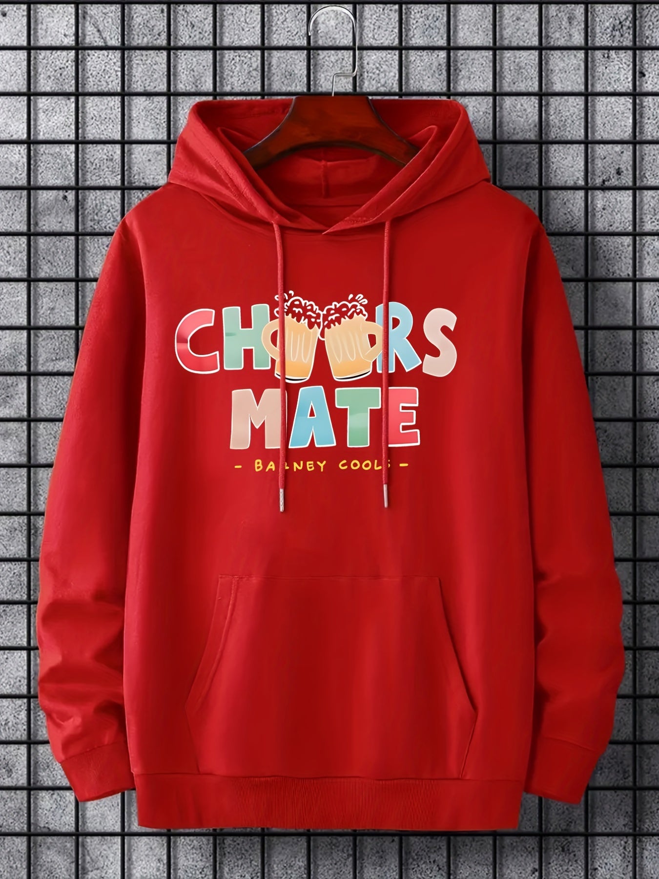 'Cheers Mate' Print Hoodie Hoodies For Men Men s Casual Pullover Hooded Sweatshi