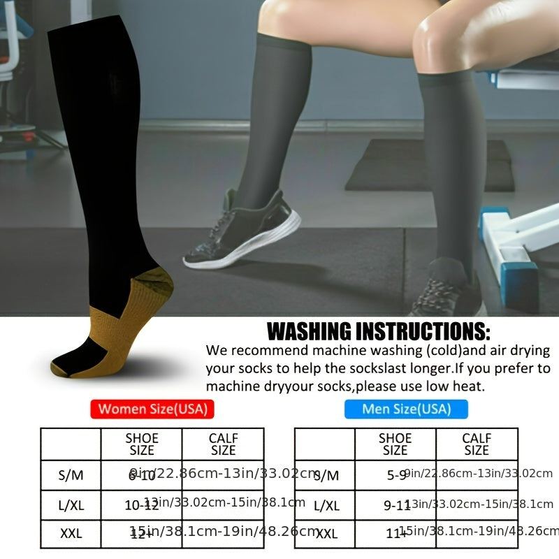 5 Pairs Copper Compression Socks 20-30mmHg Graduated Pressure Striped Pattern