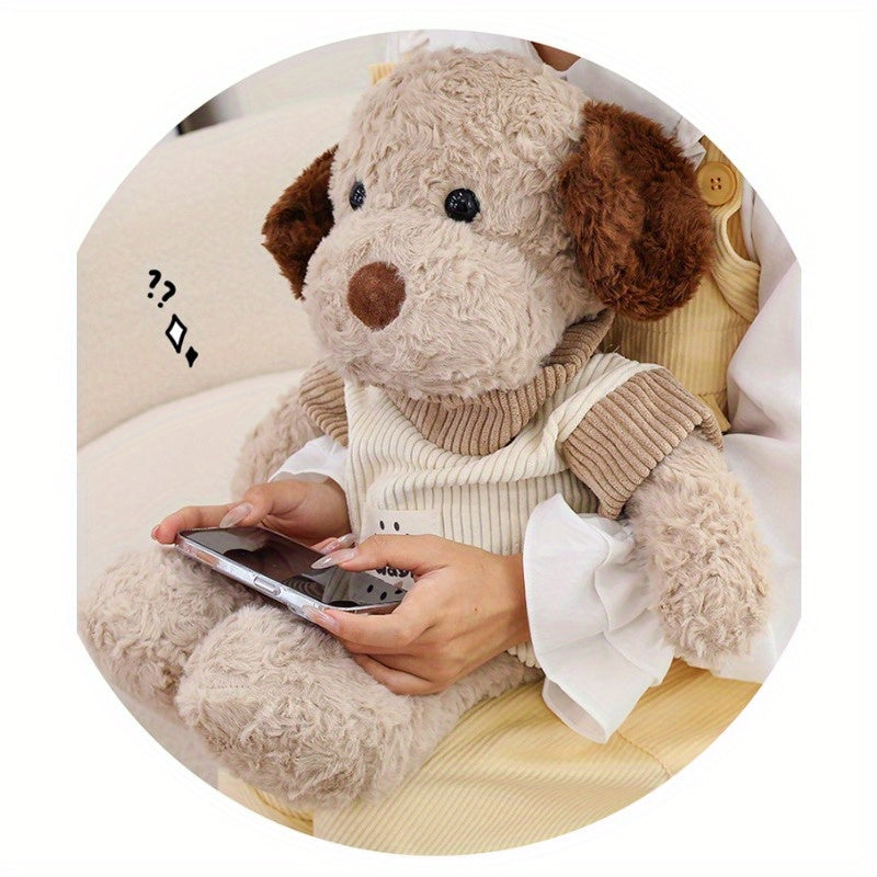 Stray Dog Plush Toy Brown & Beige Outfit Red Bow Tie