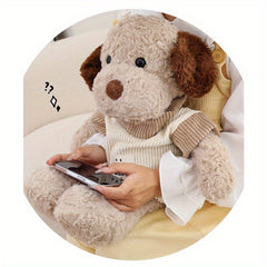Stray Dog Plush Toy Brown & Beige Outfit Red Bow Tie