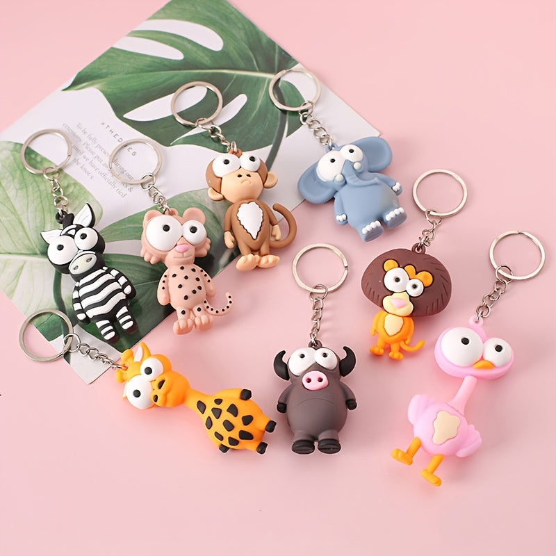 1pc Cartoon Lion Keychain Couple Key Chain PVC Animal Funny Toy Keyring
