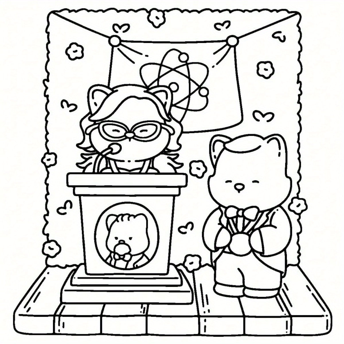 Fuzzy Meowvies Coloring Book 32 Page Cats Chess Party Scenes Activity Book