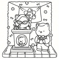 Fuzzy Meowvies Coloring Book 32 Page Cats Chess Party Scenes Activity Book