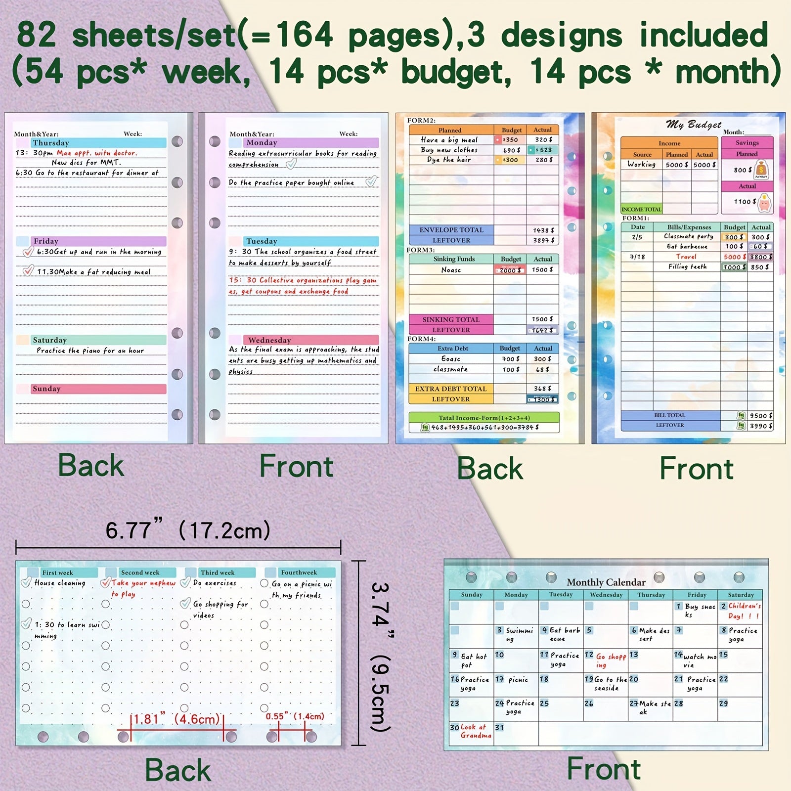 82pcs A6 Budget Binder Budget Book Week Month Planner Loose leaf Notepad