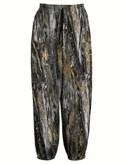  Marble Print Harem Pants with Pockets