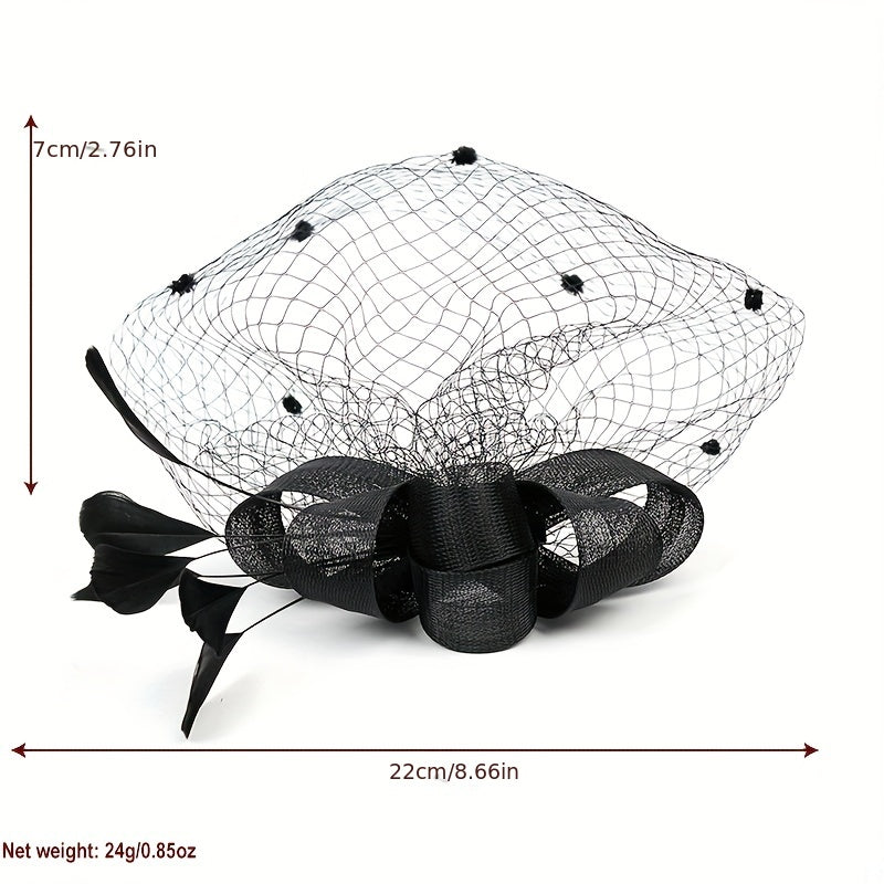 Polka Dot Veil Fascinators Hat Feather Flower Vintage Derby Hat