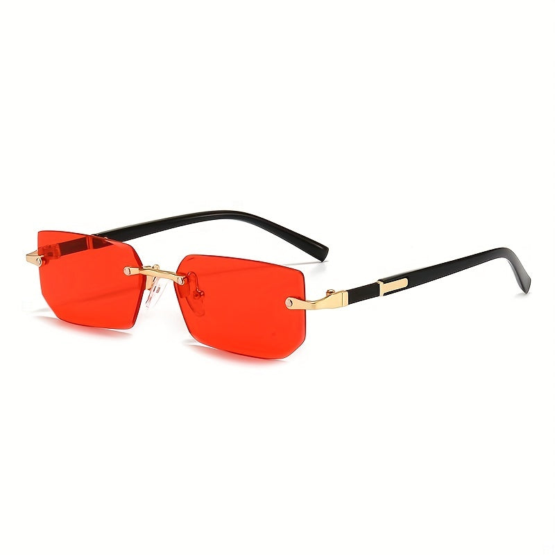 Rectangle Metal Rimless Sunglasses for Women