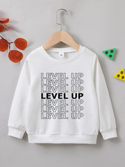 Creative LEVEL UP Letter Print Boys Sweatshirt